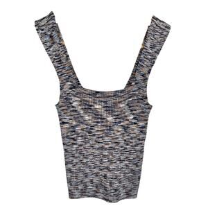 NEW Abercrombie & Fitch White Marled Knit Cropped Crop Top Tank Top Women Size S